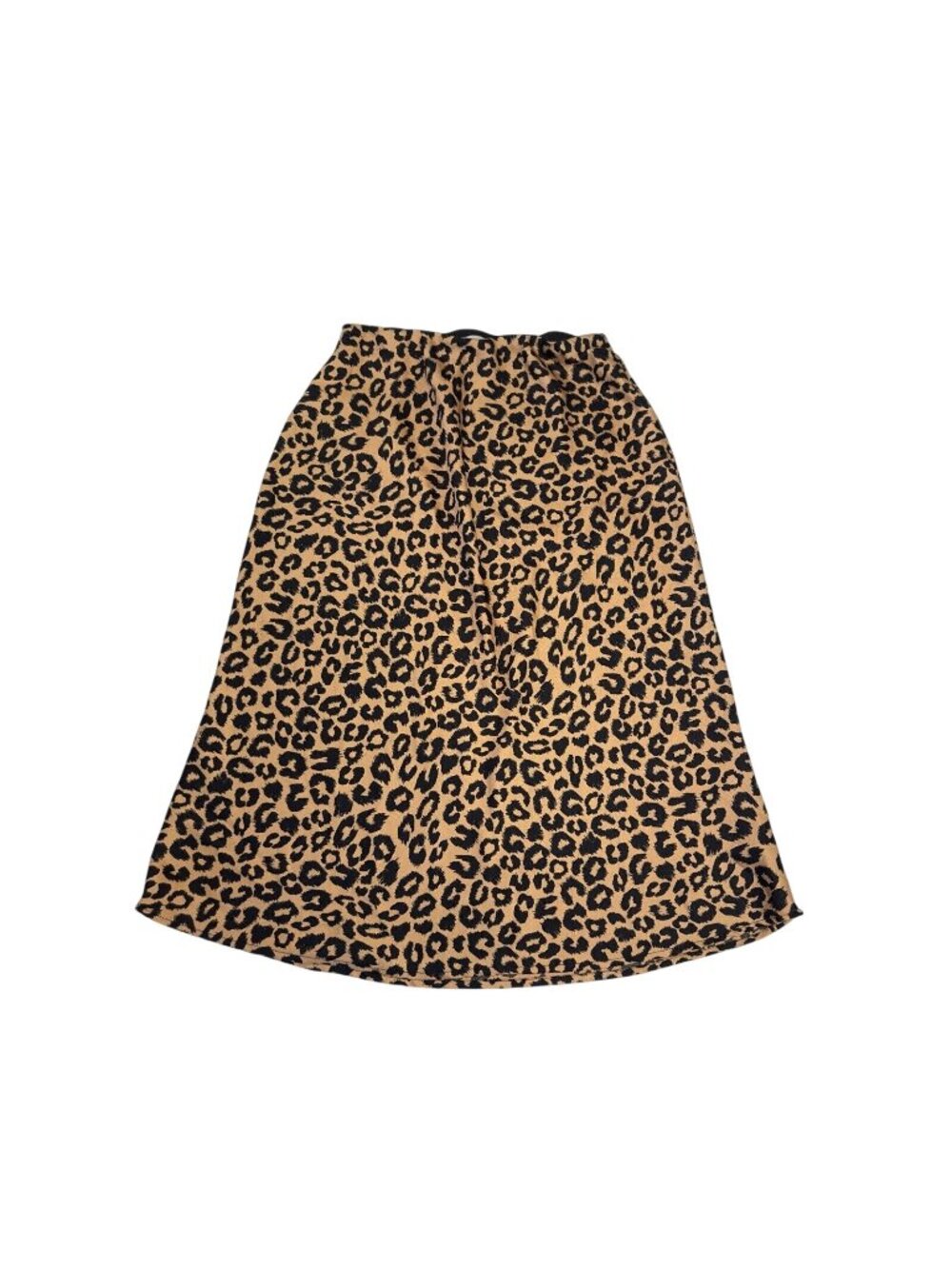 Mi Ami Women SZ S Animal Leopard Print A Line Satin Midi Skirt Pull On